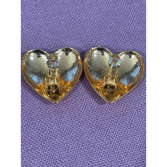 Heaven Mayhem Amour Earrings in Gold New Womens Heart Jewelry Clip Ons - Picture 5 of 11